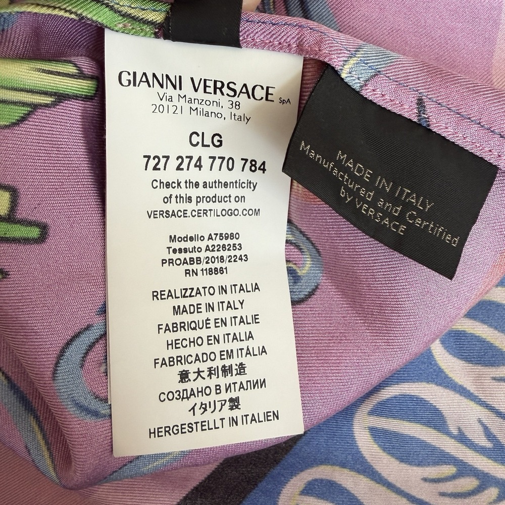 Versace Mens Medusa Graphic Print Silk Button Shirt Size 40 Colorful Art Design - Picture 16 of 16